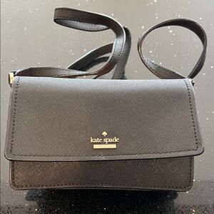 kate spade Black Saffiano Crossbody with Gold Logo
